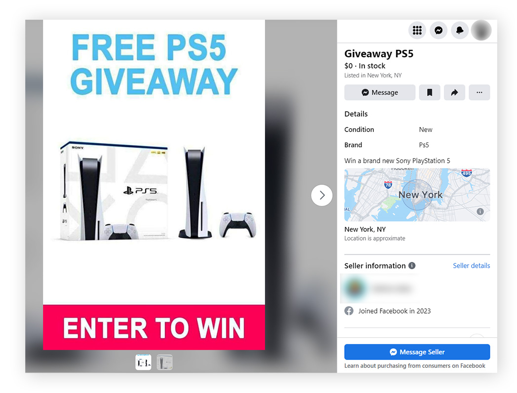 Fake giveaway scams are common Facebook scams.