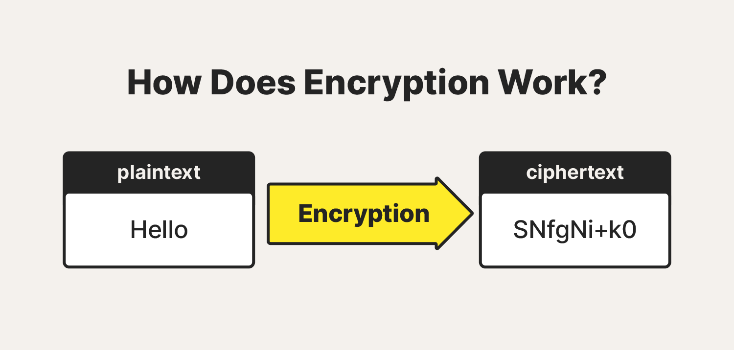 A diagram explains how encryption works, further answering the question, "What is encryption?"